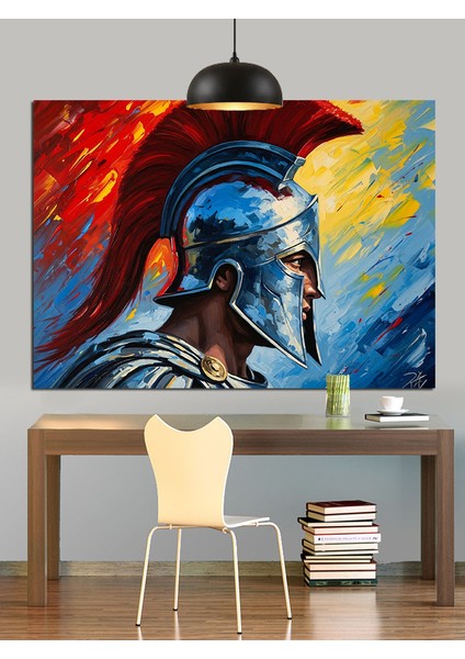 Antik Savaşçı Soyut Portre Dekoratif Kanvas - Mdf Ahşap Tablo