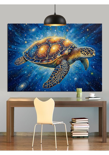 Deniz Kaplumbağası Okyanus Derinlik Dekoratif Kanvas - Mdf Ahşap Tablo