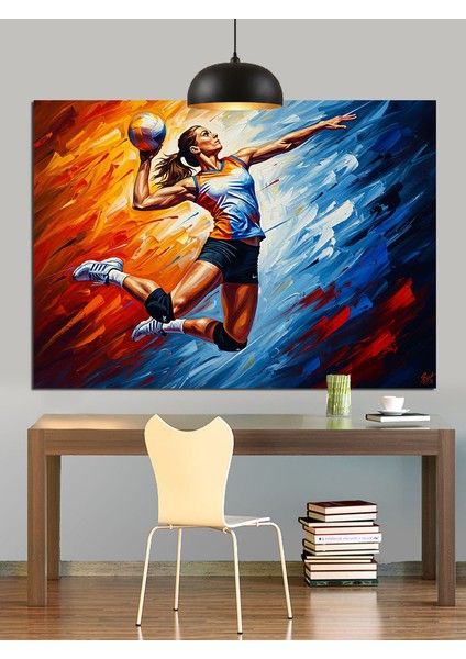 Voleybol Oynayan Sporcu Figürü Dekoratif Kanvas - Mdf Ahşap Tablo fiyatları