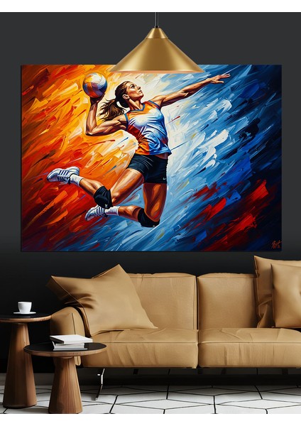 Voleybol Oynayan Sporcu Figürü Dekoratif Kanvas - Mdf Ahşap Tablo fırsatları
