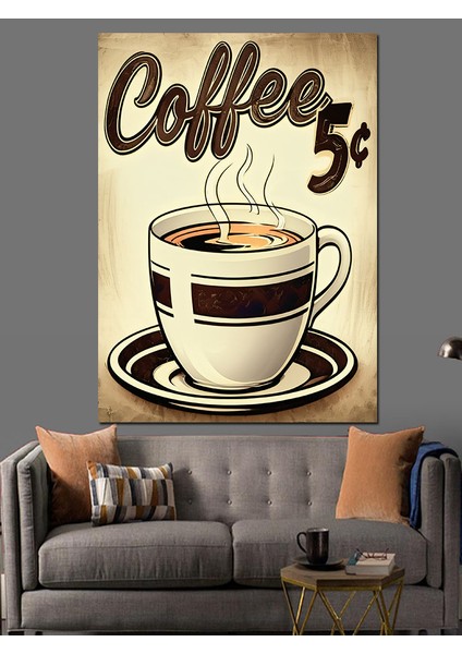 Vintage Kahve Reklamı Poster Dekoratif Kanvas - Mdf Ahşap Tablo