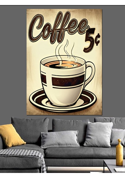 Vintage Kahve Reklamı Poster Dekoratif Kanvas - Mdf Ahşap Tablo fiyatları