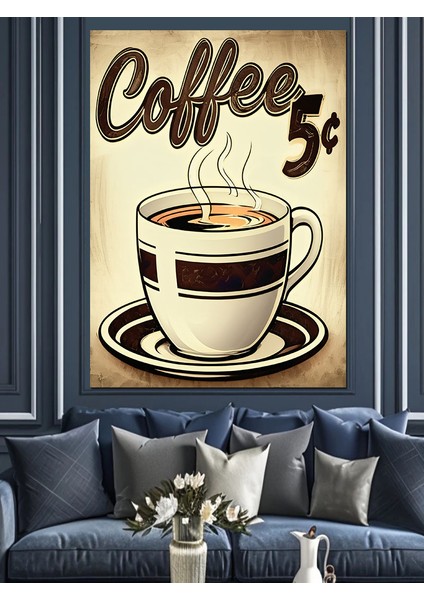 Vintage Kahve Reklamı Poster Dekoratif Kanvas - Mdf Ahşap Tablo modelleri
