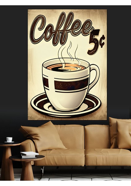 Vintage Kahve Reklamı Poster Dekoratif Kanvas - Mdf Ahşap Tablo fırsatları