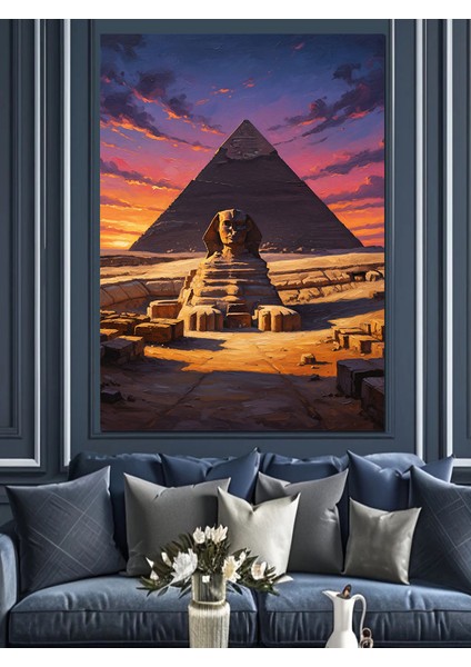 Giza Piramidi Gün Batımı Dekoratif Kanvas - Mdf Ahşap Tablo fiyatları