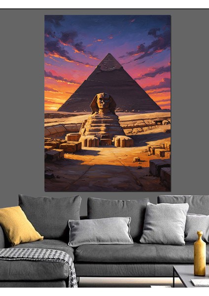 Giza Piramidi Gün Batımı Dekoratif Kanvas - Mdf Ahşap Tablo modelleri