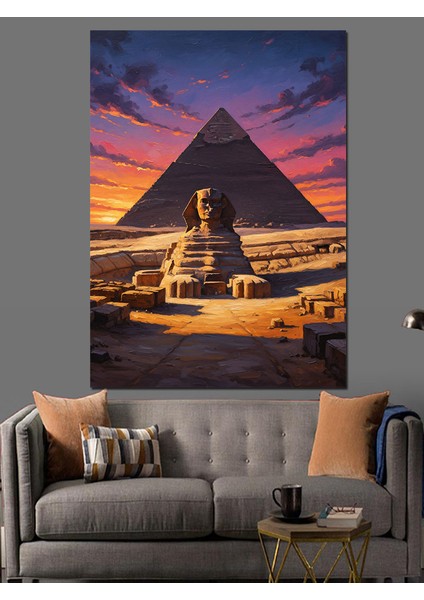 Giza Piramidi Gün Batımı Dekoratif Kanvas - Mdf Ahşap Tablo fırsatları