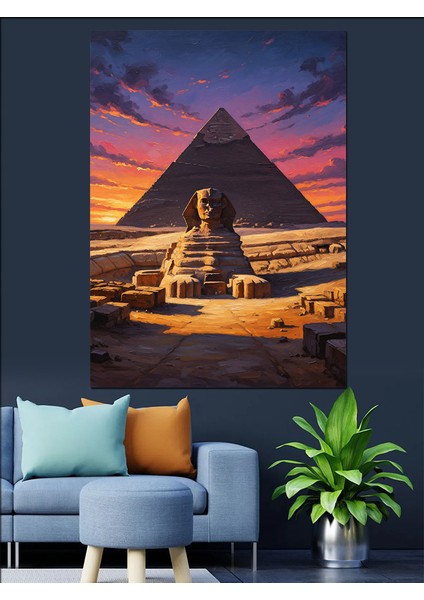 Giza Piramidi Gün Batımı Dekoratif Kanvas - Mdf Ahşap Tablo indirimleri