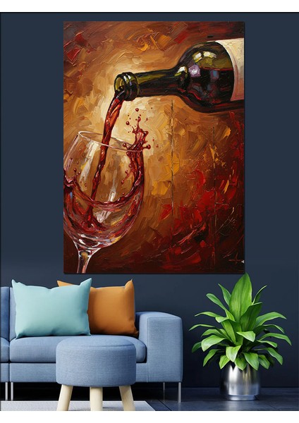 Kırmızı Şarap Kadeh Dökülme Dekoratif Kanvas - Mdf Ahşap Tablo modelleri