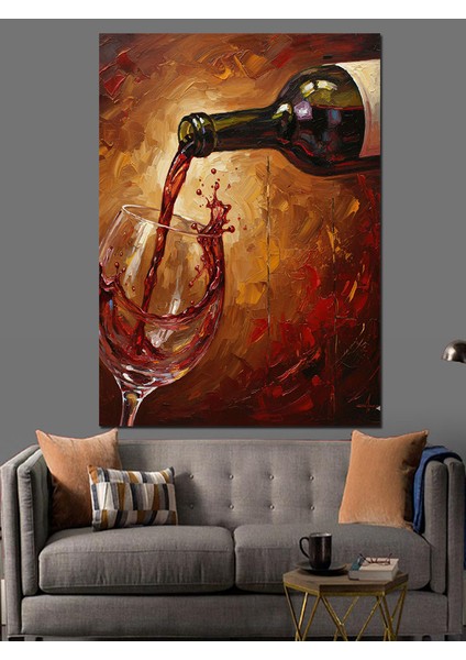 Kırmızı Şarap Kadeh Dökülme Dekoratif Kanvas - Mdf Ahşap Tablo fırsatları