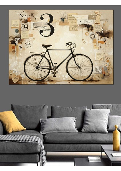 Vintage Bisiklet Eski Duvar ve 3 Rakamı Dekoratif Kanvas - Mdf Ahşap Tablo fırsatları
