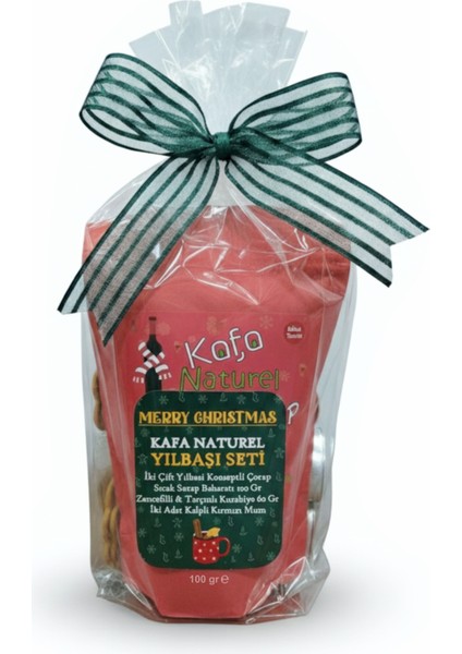 Sıcak Şarap Hediye Seti, Yılbaşı Kurabiyesi, Noel Çorabı ve Kırmızı Mum ile Keyifli Anlar