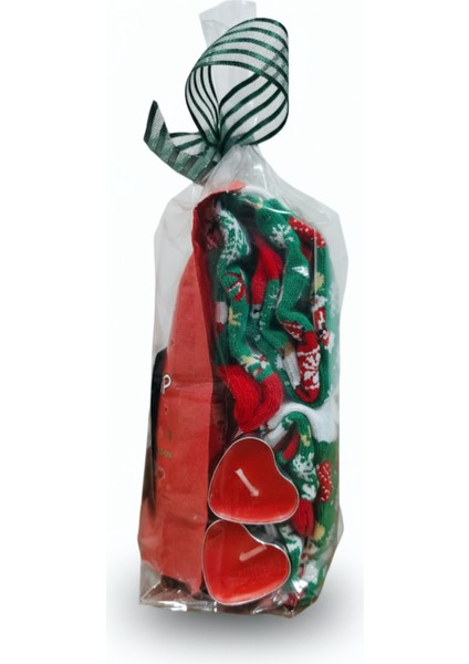 Sıcak Şarap Hediye Seti, Yılbaşı Kurabiyesi, Noel Çorabı ve Kırmızı Mum ile Keyifli Anlar fırsatları