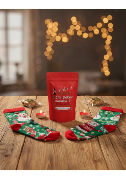Sıcak Şarap Hediye Seti, Yılbaşı Kurabiyesi, Noel Çorabı ve Kırmızı Mum ile Keyifli Anlar indirimleri