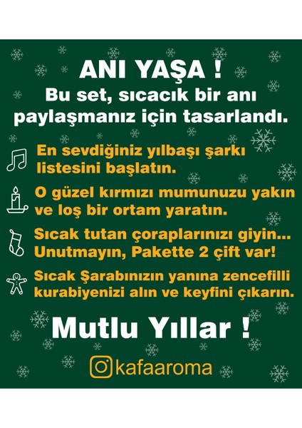 Sıcak Şarap Hediye Seti, Yılbaşı Kurabiyesi, Noel Çorabı ve Kırmızı Mum ile Keyifli Anlar