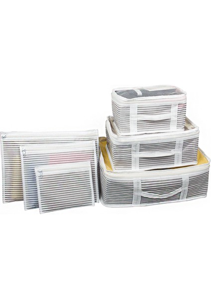 Bavul Içi Düzenleyici 6'lı Set Valiz Seyahat Organizeri Hurç - Çizgili modelleri