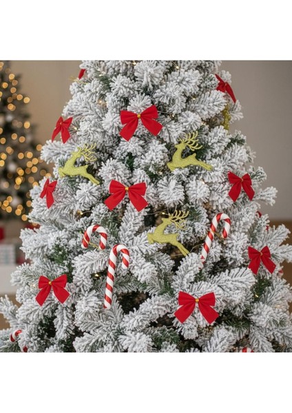 Yılbaşı Süs Seti 22 Parça, Fiyonk, Baston Şeker, Geyik, Renkli ve Şık Dekorasyon modelleri