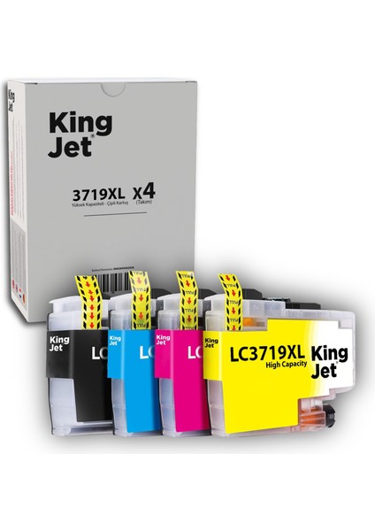 Brother LC3719XL Uyumlu Yüksek Kapasiteli 4 Renk (Takım) Çipli Muadil Kartuş