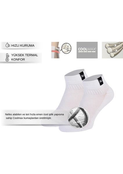 Coolmax Beyaz Yarım Havlu Dikişsiz Unisex Patik Spor Çorabı modelleri