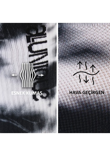 Unisex Siyah Beyaz Batik Yarım Havlu Spor Çorabı modelleri