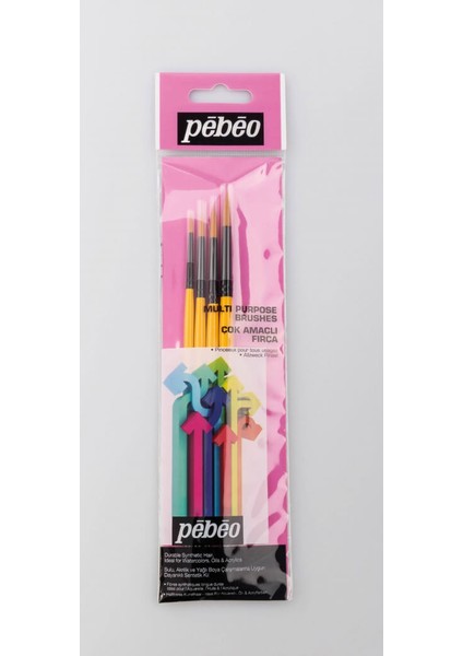 4'lü Suluboya Fırça Seti - Sarı-Siyah Saplı, Düz ve İnce Uçlu, Çeşitli Boylarda, Desensiz modelleri