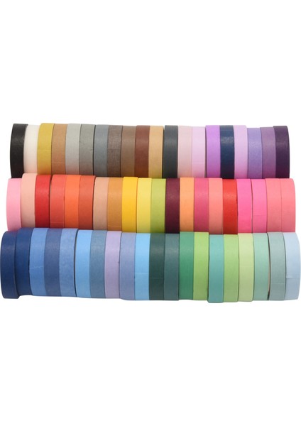 60 Adet/set Temel Düz Renk Washi Bant Gökkuşağı Maskeleme Bandı Dekoratif Yapışkan Bant Çıkartma Defteri Ajanda Kırtasiye (Yurt Dışından)