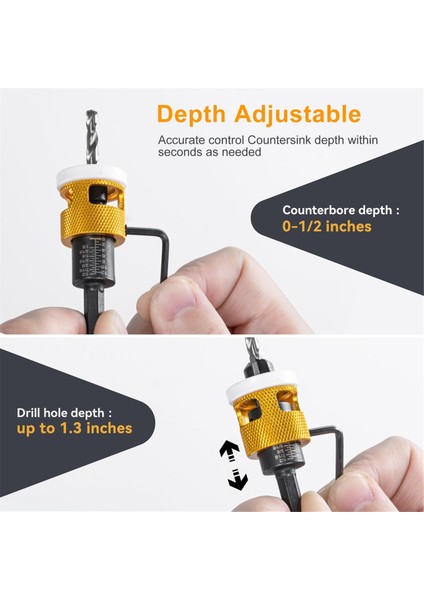 Adet Düşük Sürtünmeli Derinlik Durduruculu Havşa Matkap Ucu Seti, 10 Adet Yedek Hss Matkap Ucu, Ayarlanabilir Derinlik Durdurucu (Yurt Dışından) fiyatları