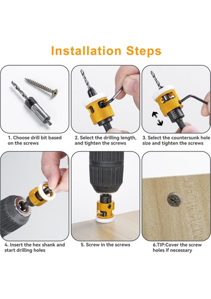 Adet Düşük Sürtünmeli Derinlik Durduruculu Havşa Matkap Ucu Seti, 10 Adet Yedek Hss Matkap Ucu, Ayarlanabilir Derinlik Durdurucu (Yurt Dışından) indirimleri