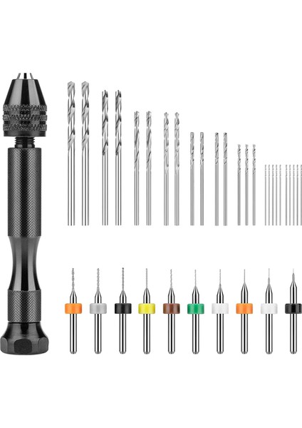 El Matkap Seti, 10 Adet Pcb Mini Matkap Ucu ve 25 Adet Mikro Tip Büküm Matkap Ucu ile Reçine Polimer Için Pim Mengene El Matkabı (Yurt Dışından)