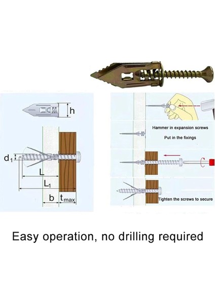 100 Adet Vidalı Kendiliğinden Delinebilen Alçıpan Dübelleri, Geliştirilmiş Çinko Kaplamalı Çelik Içi Boş Duvar Dübelleri (0,47X1,57 Inç) ve Vidalar (Yurt Dışından) fırsatları