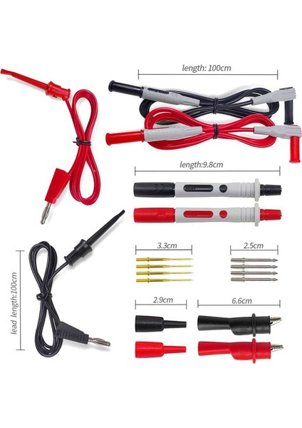 P1308B 18 Adet Test Kablosu Kiti 4mm Muz Fişi Test Kancası Kablo Probu (Yurt Dışından) modelleri