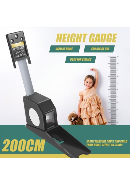 200 cm Stadiometre Siyah Duvara Monte Boy Ölçer Büyüme Cetveli (Yurt Dışından) indirimleri