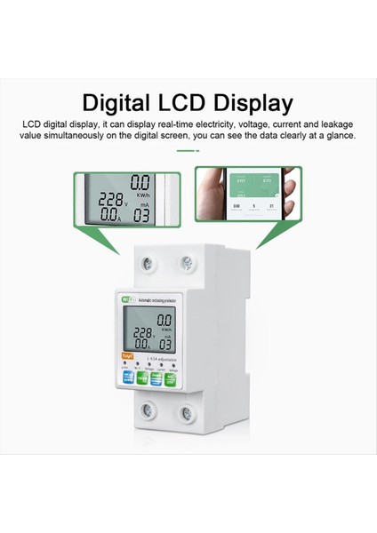 Tuya Wifi 1-63A Otomatik Tekrar Kapanan Koruyucu Akım Izleme Ölçer (Yurt Dışından)