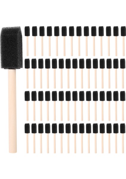 60 Adet Küçük Köpük Boya Fırçası Sünger Köpük Fırça Boyama Seti Ahşap Saplı 1 Inç Boya Fırçaları Çocuklar Için Araçlar Boyama Seti (Yurt Dışından)