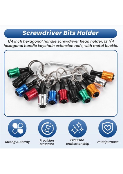 12 Adet 1/4 Inç Altıgen Şaftlı Tornavida Ucu Tutucu Uzatma (6 Renk) (Yurt Dışından) indirimleri