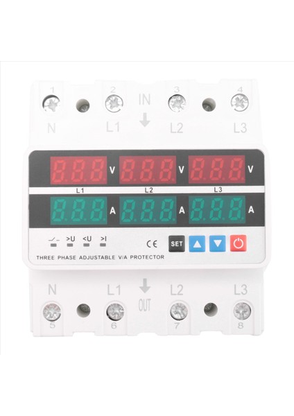 3 Fazlı Ayarlanabilir Aşırı ve Düşük Gerilim Koruyucusu 63A (Yurt Dışından)