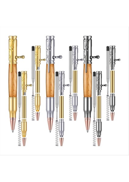 6 Ince Kalem Seti, Çok Renkli Ahşap Döner Kalem Seti (Yurt Dışından)