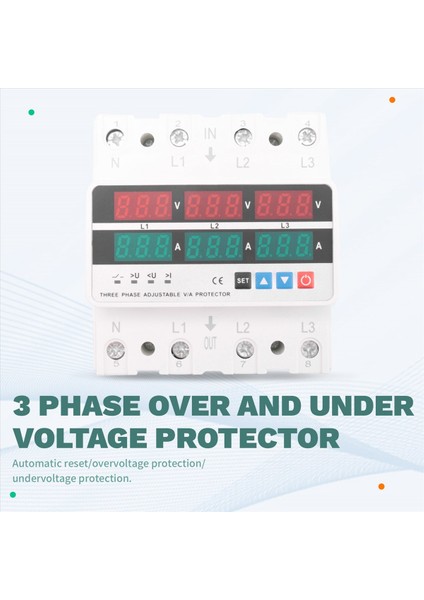 3 Fazlı Ayarlanabilir Aşırı ve Düşük Gerilim Koruyucusu 63A (Yurt Dışından) fırsatları
