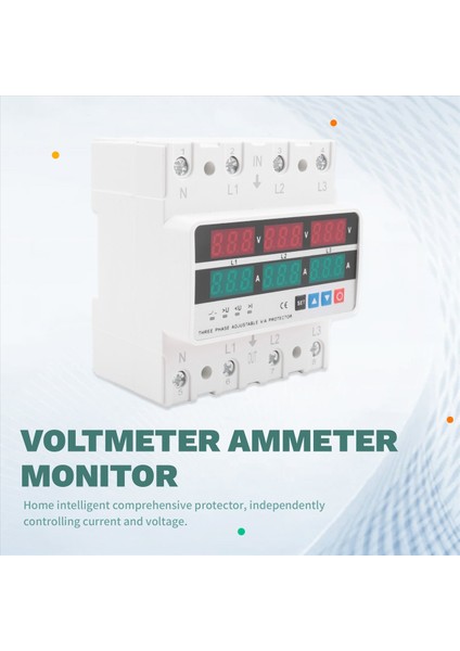 3 Fazlı Ayarlanabilir Aşırı ve Düşük Gerilim Koruyucusu 63A (Yurt Dışından) indirimleri
