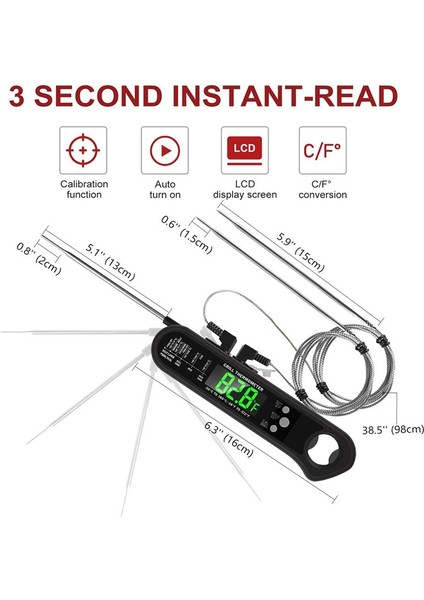 3'ü 1 Arada Dijital Et Termometresi, Anında Okunan Gıda Termometresi (Yurt Dışından) modelleri
