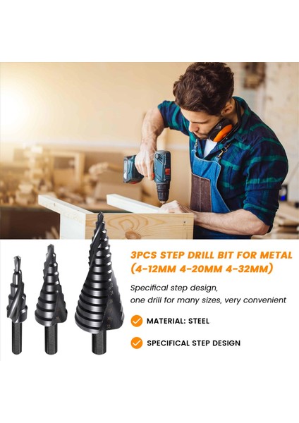 Metal Için 3 Adet Kademeli Matkap Ucu, 4-12MM 4-20MM 4-32MM Spiral Flüt Unibit Kademeli Matkap Ucu, Kaplamalı Üniversal Uç (Yurt Dışından) fırsatları