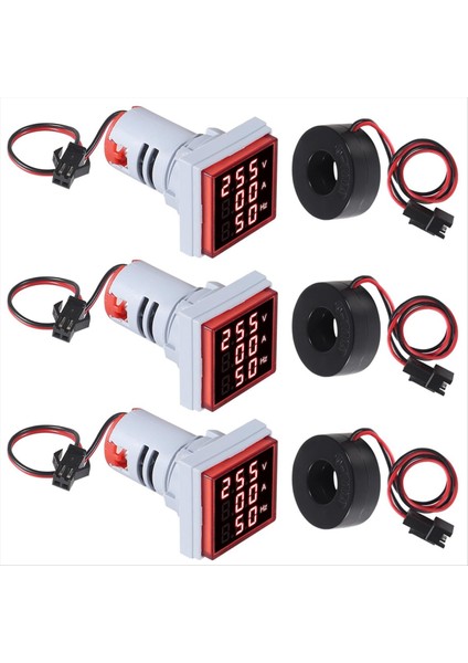 3 Adet 3'ü 1 Arada 60-500V 0-100A Ac Dijital Ampermetre Voltmetre (Yurt Dışından)