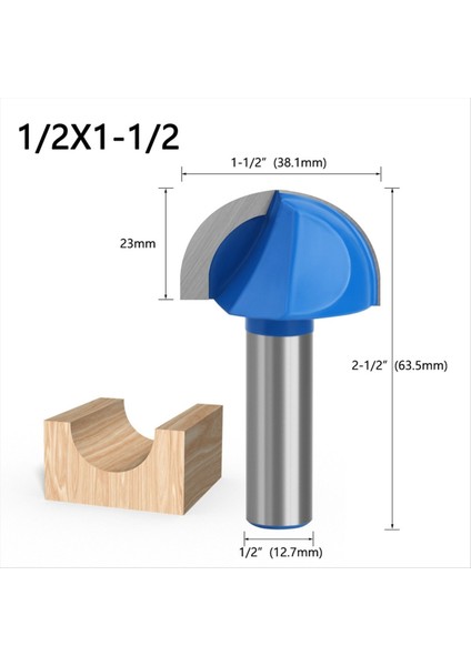 1/2 Şaft Yuvarlak Burunlu Yivli Çekirdek Kutusu Freze Ucu Çift Yivli (Yurt Dışından)