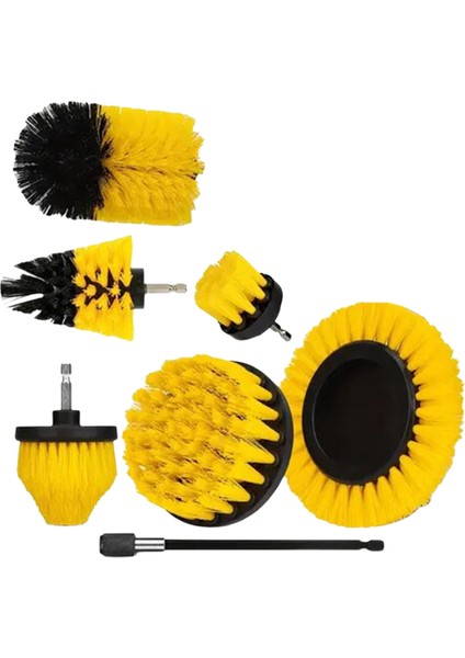 Parçalı Hareketli Fırça Başlığı, Elektrikli Temizleme Fırçası, Sarı 7 Parçalı Set (Yurt Dışından)