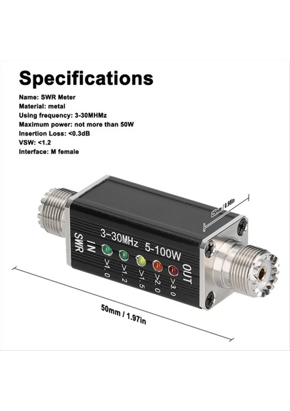 LED Swr Ölçer 3-30MHZ Frekans Kısa Dalga Duran Dalga Göstergesi (Yurt Dışından) fiyatları