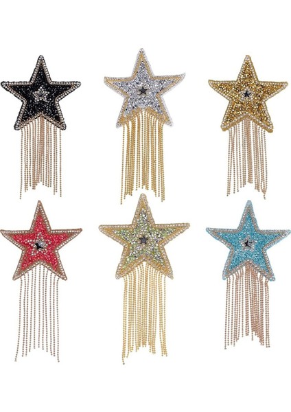 Adet Zincir Püsküllü Yıldız Yapay Elmas Yamaları Beş Köşeli Yıldız (Yurt Dışından)