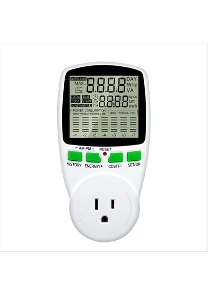 Dijital LCD Enerji Ölçer Wattmetre Güç Analizörü Abd Fişi (Yurt Dışından)