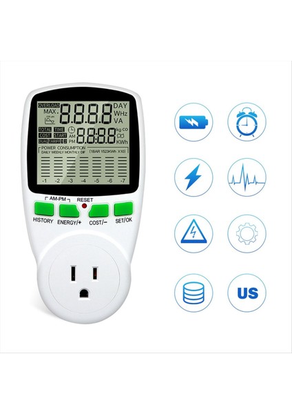 Dijital LCD Enerji Ölçer Wattmetre Güç Analizörü Abd Fişi (Yurt Dışından) fırsatları