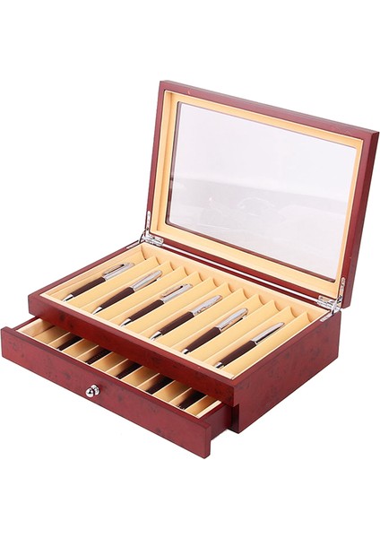 23 Yuvalı Ahşap Kalem Saklama Kutusu Lüks 2 Katmanlı Kalem Sergileme Düzenleyici Şeffaf Pencereli Dolma Kalem Koleksiyon Kutusu 2 (Yurt Dışından)