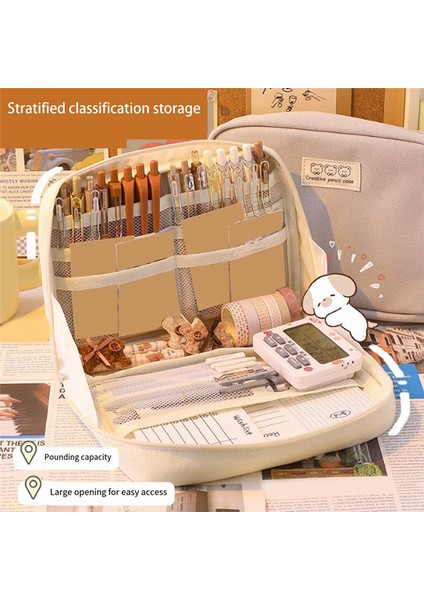 Büyük Kapasiteli Öğrenci Kalemi Sarı Estetik Okul Kalem Kutusu Kırtasiye Kalem Çantası Fermuarlı Kalem Çantası Okul Malzemeleri (Yurt Dışından) fiyatları